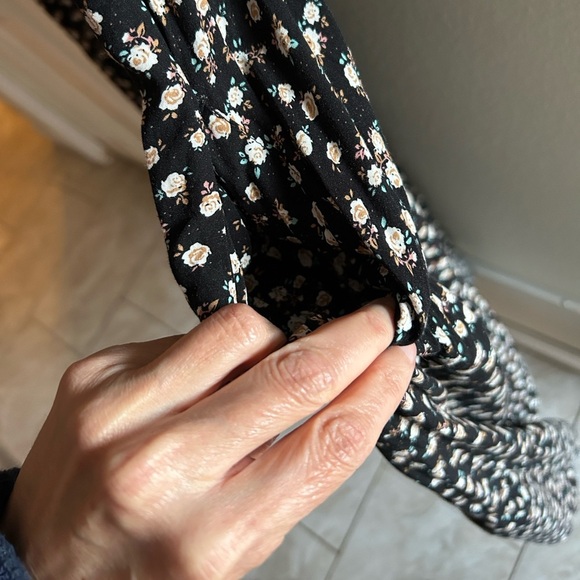 Natural Life Rebecca Boho black Floral Tiered shirt Midi maxi Dress L​ - Picture 10 of 14